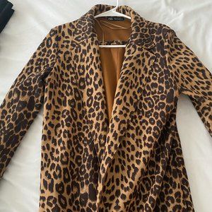 Zara leopard long coat